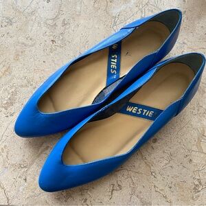 Vintage Leather Upper Almond Toe Slip On Low Wedge Brazil Westies